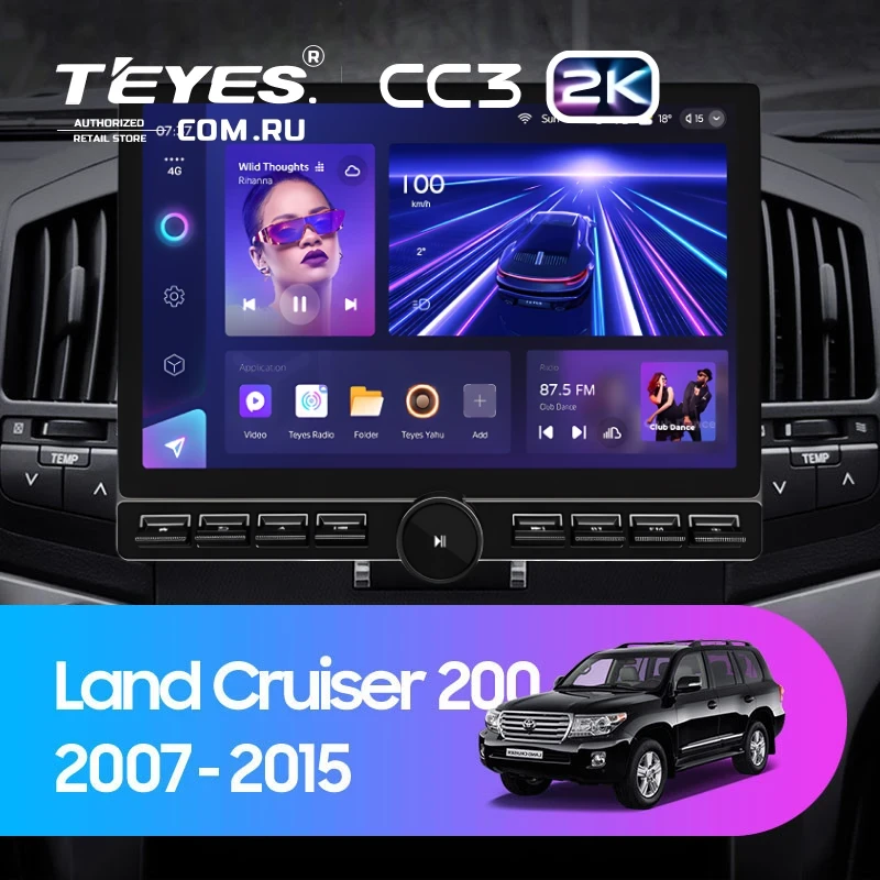 Штатная магнитола Teyes CC3 2K 6/128 Toyota Land Cruiser 200 (2007-2015) F1 (13" с кнопками)
