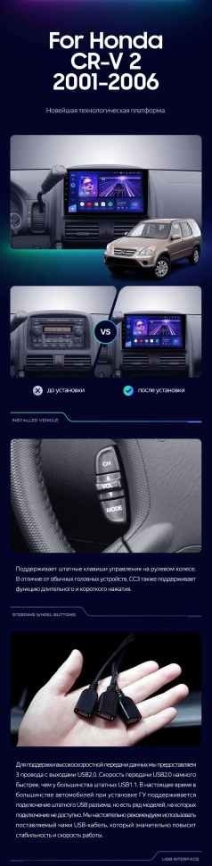 Штатная магнитола Teyes CC3L 4/32 Honda CR-V 2 (2001-2006)