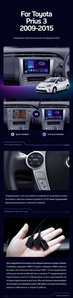 Штатная магнитола Teyes CC3L 4/32 Toyota Prius 3 XW30 (2009-2015) F1 Правый руль