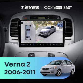 Штатная магнитола Teyes CC4 Pro 360 8/128 Hyundai Verna 2 (2006-2011)