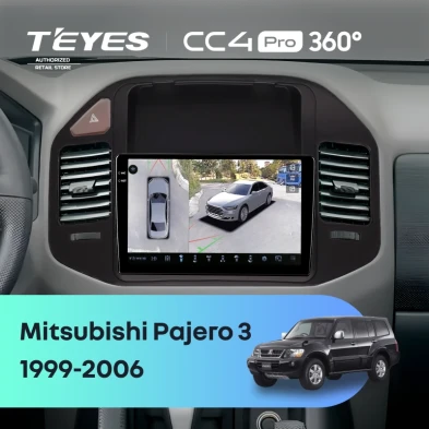 Штатная магнитола Teyes CC4 Pro 360 12/256 Mitsubishi Pajero 3 (1999-2006) (черная)