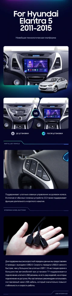 Штатная магнитола Teyes CC3 2K 360 6/128 Hyundai Elantra 5 JK GD MD UD (2010-2016) F1