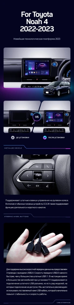 Штатная магнитола Teyes CC3 2K 4/64 Toyota Noah 4 R90 (2022-2023) Правый руль
