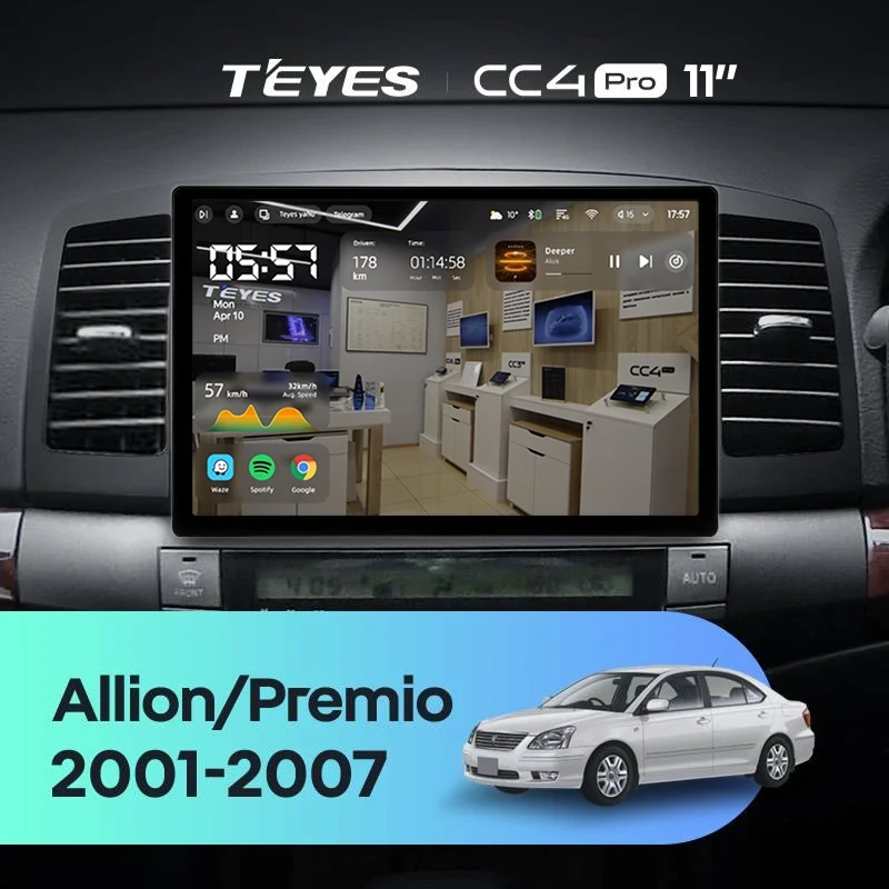 Штатная магнитола Teyes CC4 Pro 12/256 Toyota Allion (2001-2007) (11")