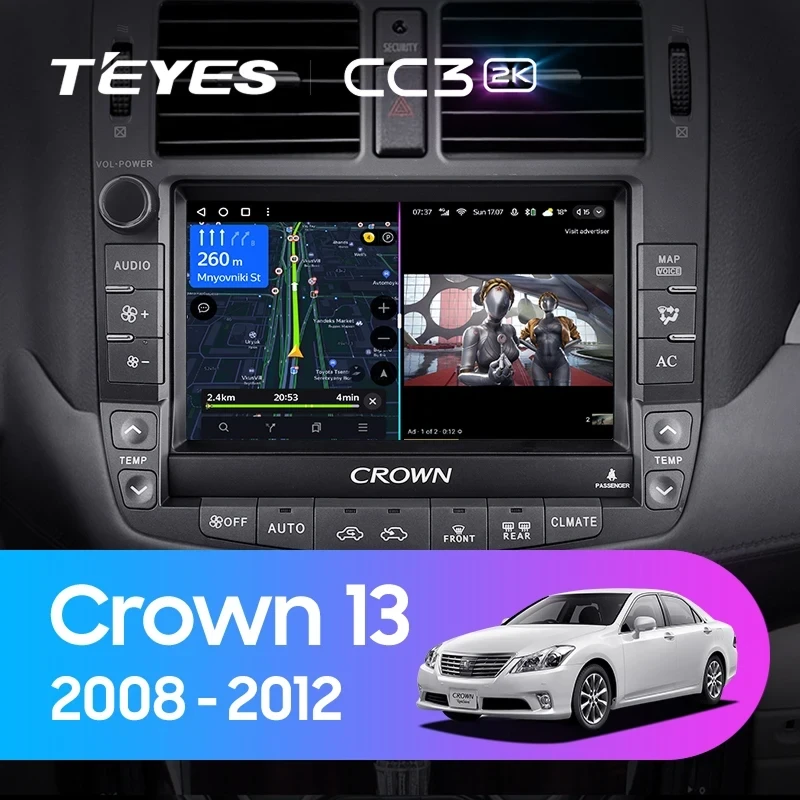 Штатная магнитола Teyes CC3 2K 4/32 Toyota Crown 13 S200 (2008-2012) Тип-B