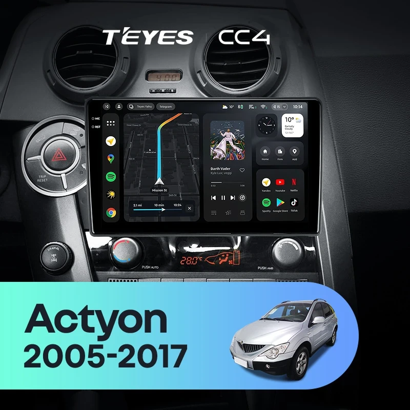 Штатная магнитола Teyes CC4 6/64 SsangYong Actyon Sports (2005-2017)