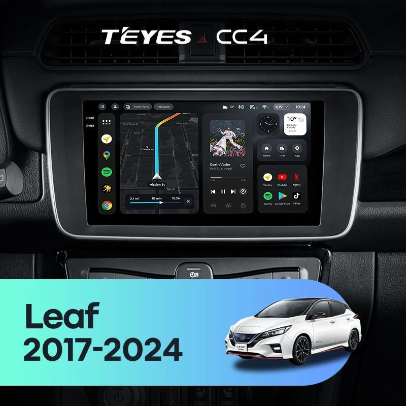 Штатная магнитола Teyes CC4 8/128 Nissan Leaf ZE1 (2017-2024)