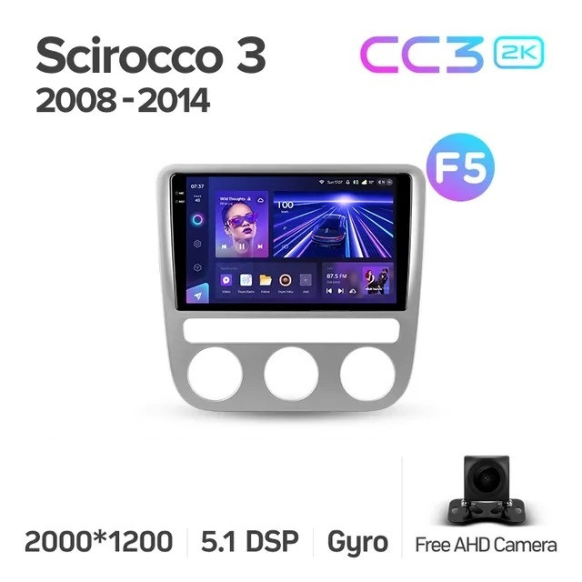 Штатная магнитола Teyes CC3 2K 4/64 Volkswagen Scirocco 3 Mk3 (2008-2014) F5