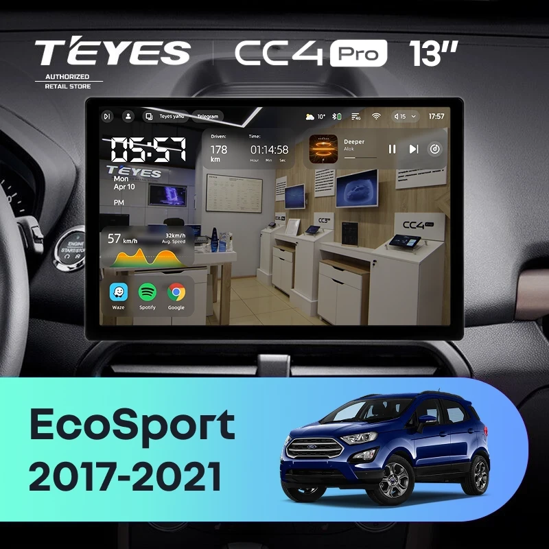 Штатная магнитола Teyes CC4 Pro 8/128 Ford EcoSport (2017-2021) (13")