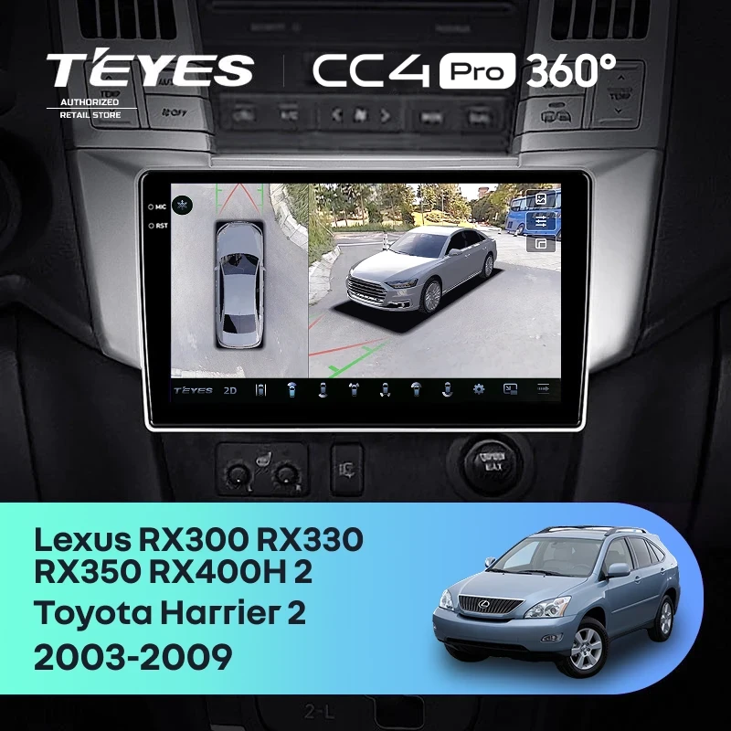 Штатная магнитола Teyes CC4 Pro 360 8/128 Toyota Harrier (2003-2009) F1