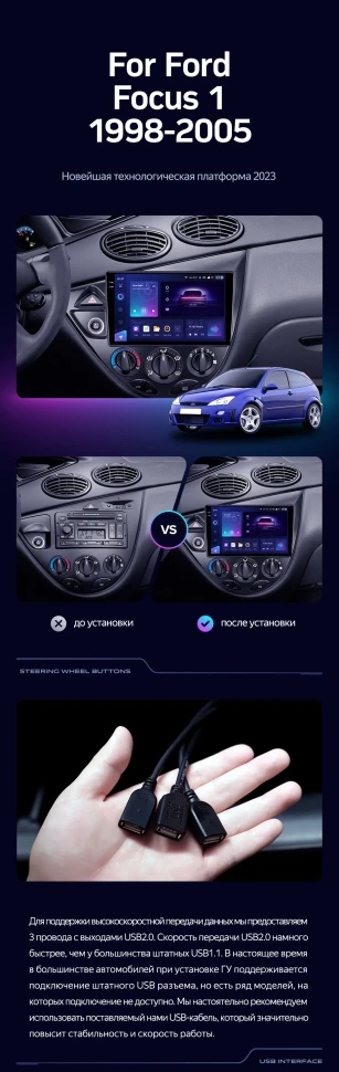 Штатная магнитола Teyes CC3 2K 4/64 Ford Focus 1 (1998-2005)