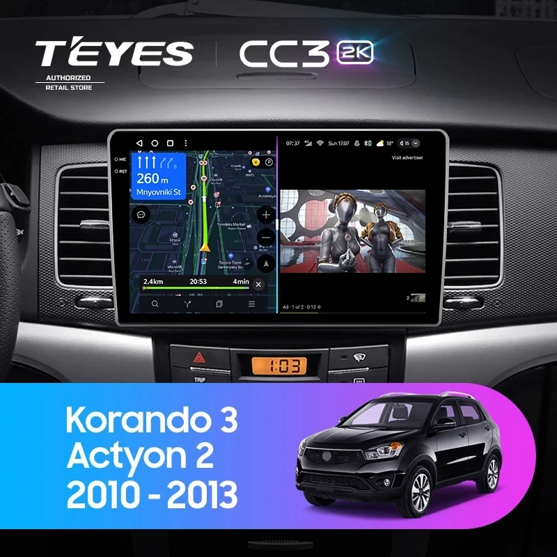 Штатная магнитола Teyes CC3 2K 360 6/128 SsangYong Korando 3 (2010-2013)