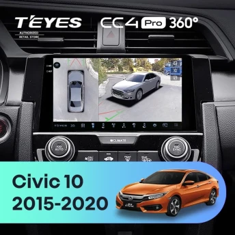 Штатная магнитола Teyes CC4 Pro 360 8/128 Honda Civic 10 FC FK (2015-2020)