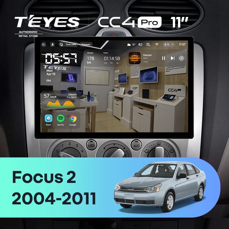 Штатная магнитола Teyes CC4 Pro 360 8/128 Ford Focus 2 Mk 2 (2004-2011) F1 (11")