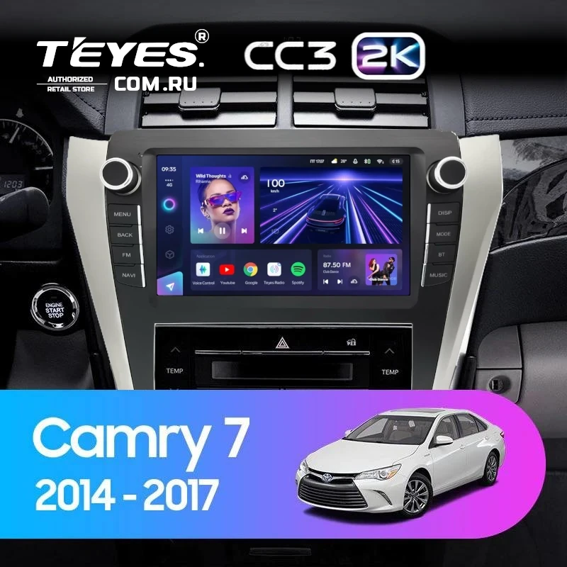 Штатная магнитола Teyes CC3 2K 4/64 Toyota Camry 7 XV 50 55 (2014-2017) F3 с кнопками
