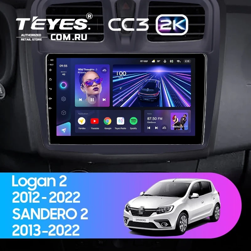 Штатная магнитола Teyes CC3 2K 4/32 Renault Sandero 2 (2013-2022) F1 (10")