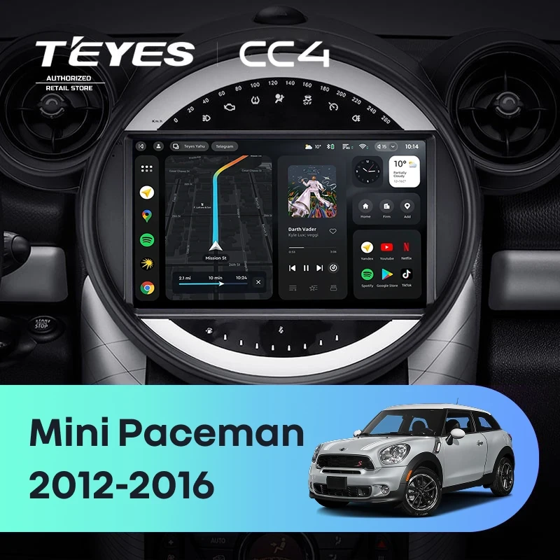 Штатная магнитола Teyes CC4 8/128 Mini Paceman (R61) (2012-2016) F2