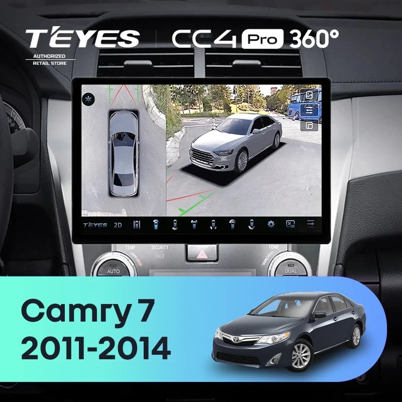 Штатная магнитола Teyes CC4 Pro 360 8/128 Toyota Camry 7 XV 50 55 (2011-2014) (черно-серая) F1 (11")