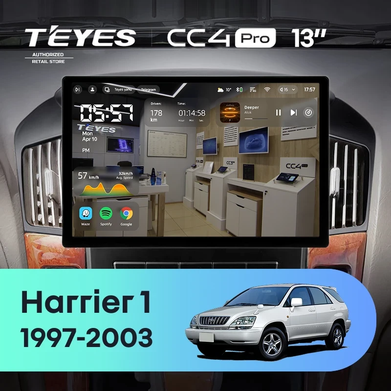 Штатная магнитола Teyes CC4 Pro 12/256 Toyota Harrier 1 (XU10) (1997-2003) F2 (13")