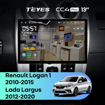 Штатная магнитола Teyes CC4 Pro 12/256 Renault Logan 1 (2010-2015) (13")