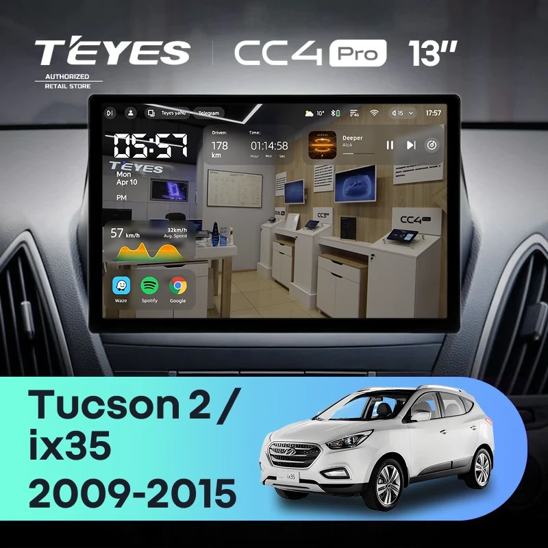 Штатная магнитола Teyes CC4 Pro 12/256 Hyundai ix35 (2009-2015) (Tucson 2) Тип-AB (13")