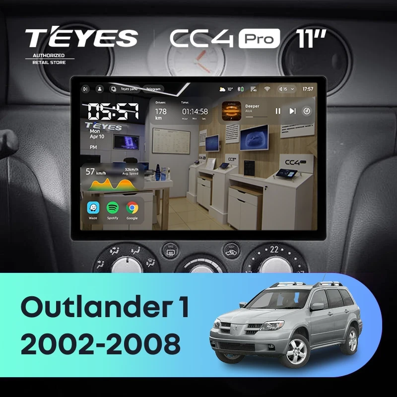 Штатная магнитола Teyes CC4 Pro 8/128 Mitsubishi Outlander 1 (2002-2008) F2 (11")