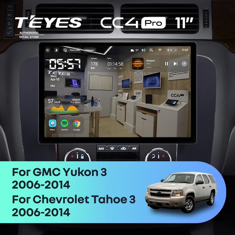 Штатная магнитола Teyes CC4 Pro 8/128 Chevrolet Tahoe (2006-2014) (11") (Черная)