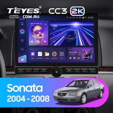 Штатная магнитола Teyes CC3 2K 6/128 Hyundai Sonata NF (2004-2008) (13" с кнопками)