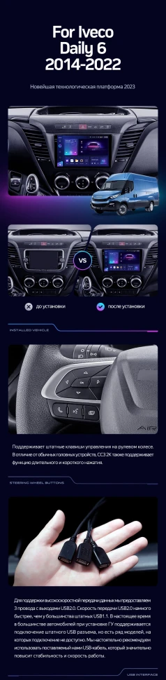 Штатная магнитола Teyes CC3 4/32 Iveco Daily 6 (2014-2022)