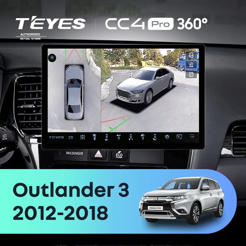 Штатная магнитола Teyes CC4 Pro 360 8/128 Mitsubishi Outlander 3 GF0W GG0W (2012-2018) Тип-A (13")