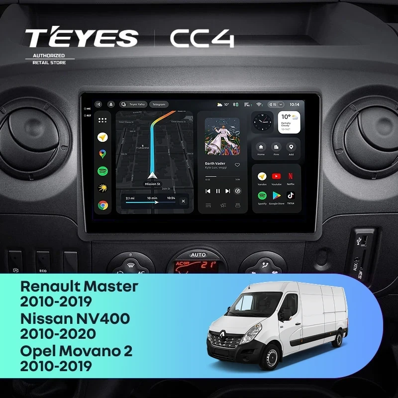 Штатная магнитола Teyes CC4 8/128 Renault Master (2010-2019) F1