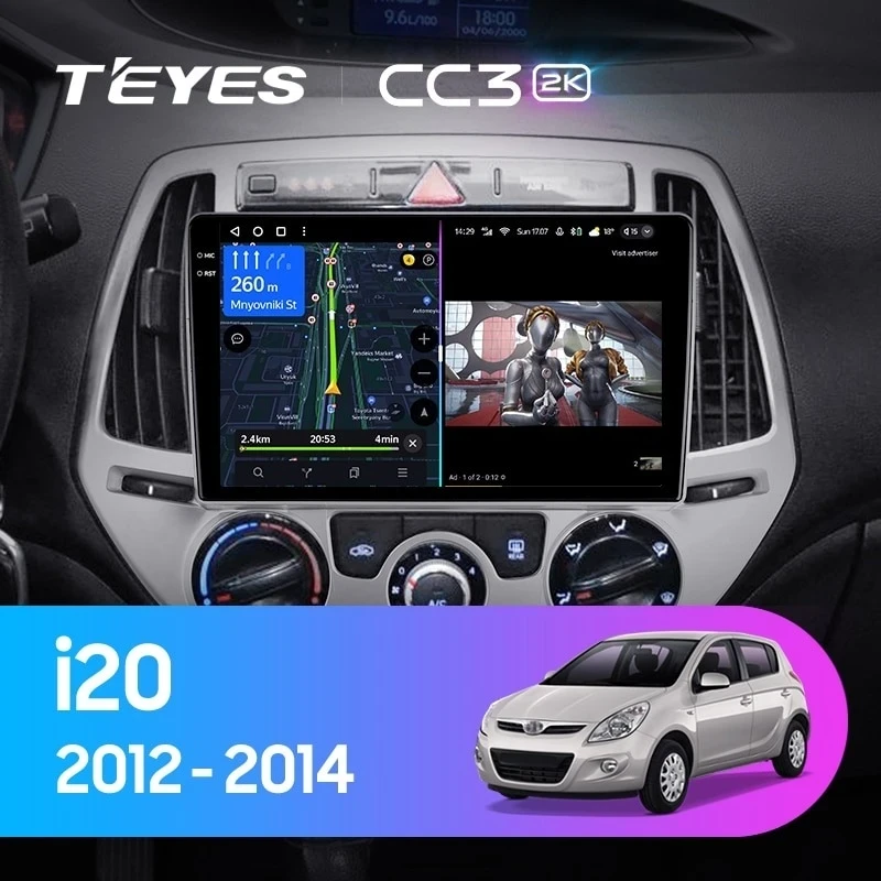 Штатная магнитола Teyes CC3 2K 360 6/128 Hyundai i20 2 (2012-2014)
