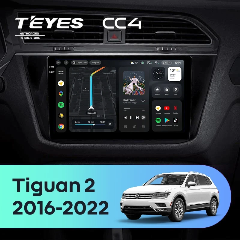 Штатная магнитола Teyes CC4 8/128 Volkswagen Tiguan 2 (2016-2022) Тип-B