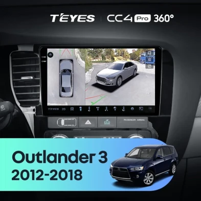 Штатная магнитола Teyes CC4 Pro 360 8/128 Mitsubishi Outlander 3 GF0W GG0W (2012-2018) Тип-B Правый руль
