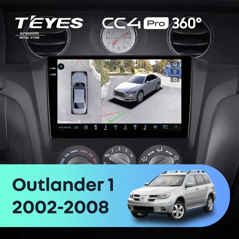 Штатная магнитола Teyes CC4 Pro 360 12/256 Mitsubishi Outlander 1 (2002-2008) F1