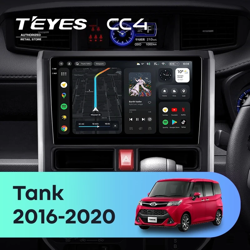Штатная магнитола Teyes CC4 6/64 Toyota Tank (2016-2020) Правый руль