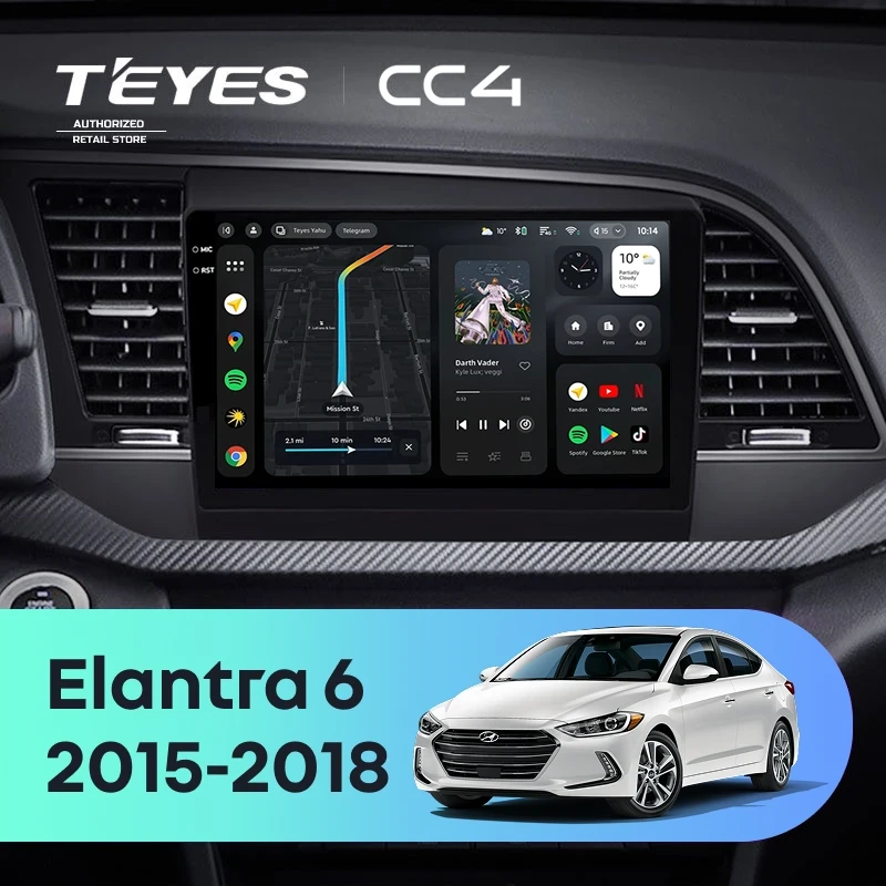 Штатная магнитола Teyes CC4 8/128 Hyundai Elantra 6 (2015-2018) Тип-B