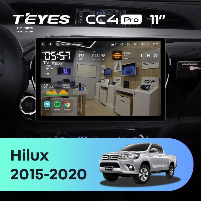 Штатная магнитола Teyes CC4 Pro 8/128 Toyota Hilux Pick Up (2015-2020) (11")
