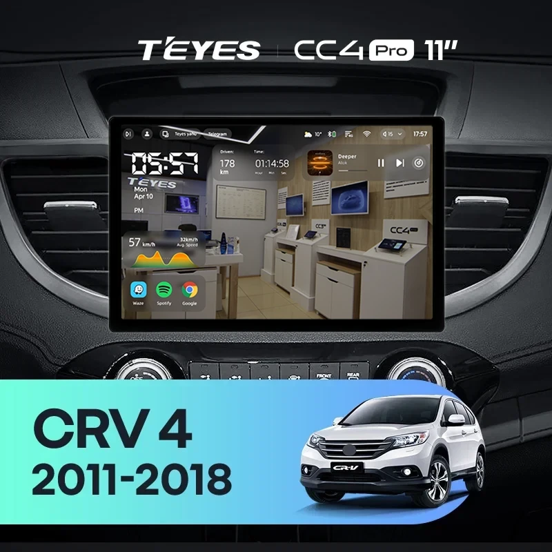 Штатная магнитола Teyes CC4 Pro 12/256 Honda CR-V 4 RM RE (2011-2018) Тип-A (11") 9 inch