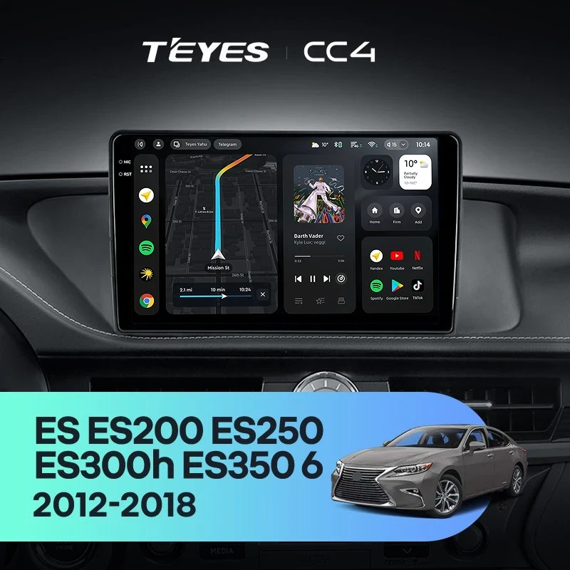Штатная магнитола Teyes CC4 8/128 Lexus ES ES200 ES250 ES300h ES350 XV60 VI (2012-2018) Тип-C