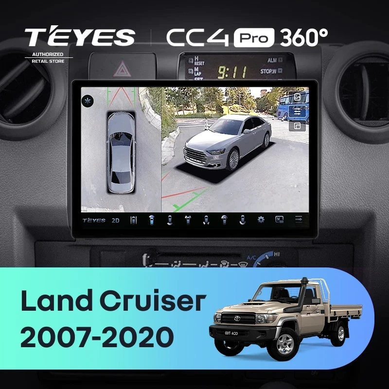 Штатная магнитола Teyes CC4 Pro 360 8/128 Toyota Land Cruiser 70 Series LC 79 (2007-2020) (11")