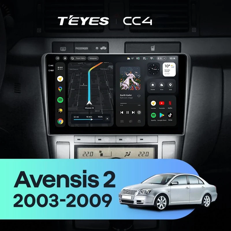 Штатная магнитола Teyes CC4 8/128 Toyota Avensis T250 (2003-2009)
