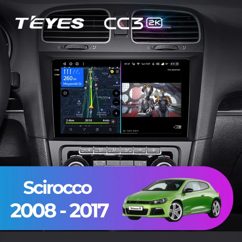 Штатная магнитола Teyes CC3 2K 6/128 Volkswagen Scirocco (2008-2017)