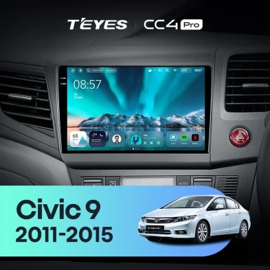 Штатная магнитола Teyes CC4 Pro 12/256 Honda Civic 9 FB FK FD (2011-2015) Правый руль