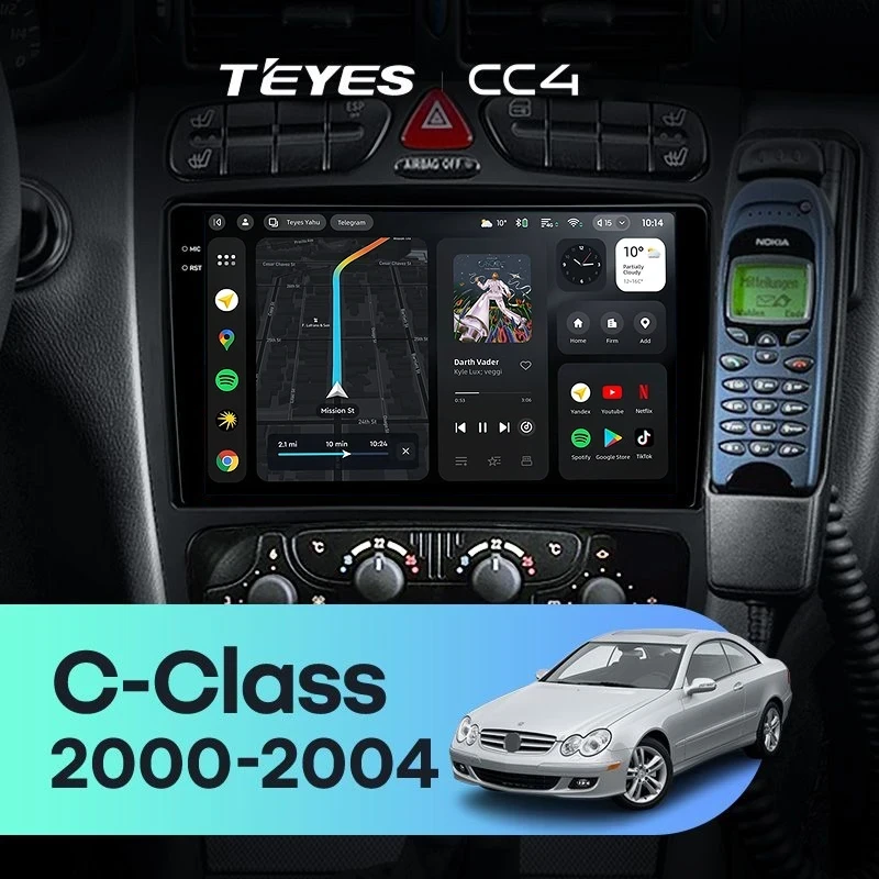 Штатная магнитола Teyes CC4 6/64 Mercedes-Benz C/CLK-Class S203 W203 W209 A209 (2000-2005) F1