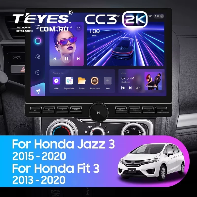 Штатная магнитола Teyes CC3 2K 6/128 Honda Jazz 3 (2015-2020) Тип-B (13" с кнопками)