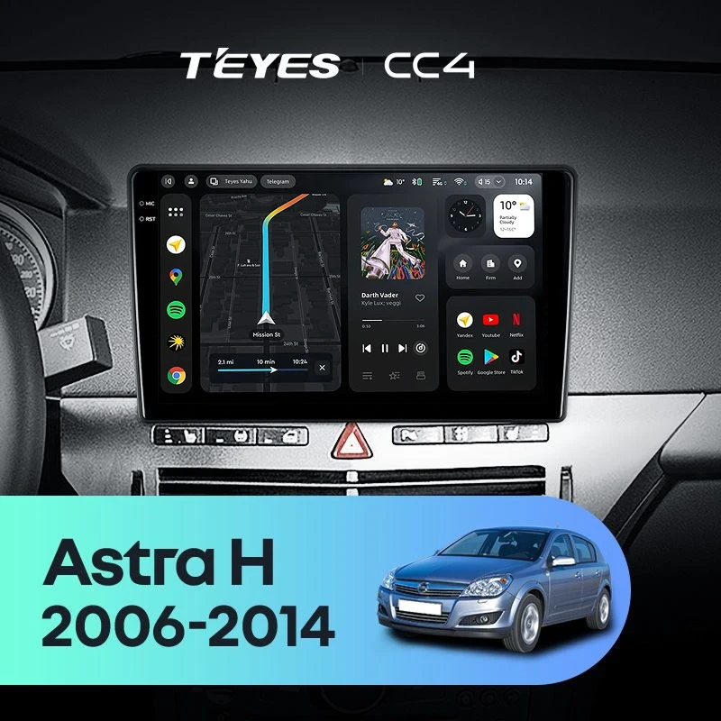 Штатная магнитола Teyes CC4 8/128 Opel Astra H (2006-2014) F1