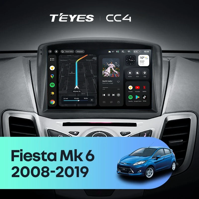 Штатная магнитола Teyes CC4 6/64 Ford Fiesta Mk 6 (2008-2019) F2 Тип-A