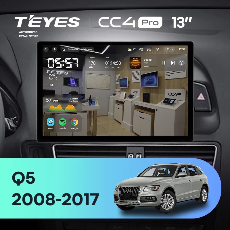 Штатная магнитола Teyes CC4 Pro 8/128 Audi Q5 8R (2008-2017) Тип-A (13")