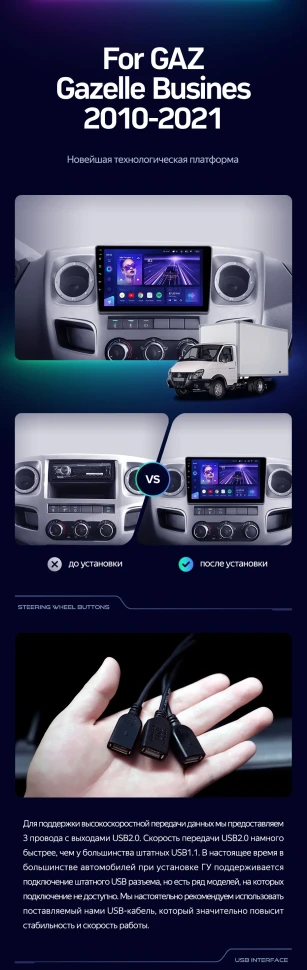 Штатная магнитола Teyes CC3 4/32 для GAZ Gazelle Busines (2010-2021) F2